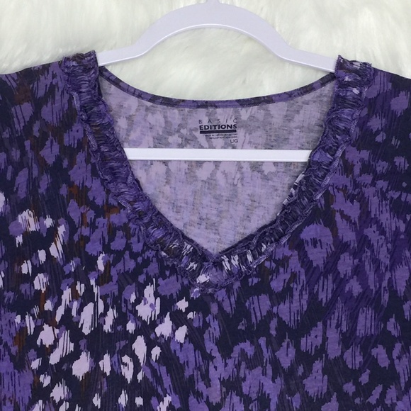 🌺 Basic Editions Purple V-neck Short Sleeve Large - Picture 5 of 13